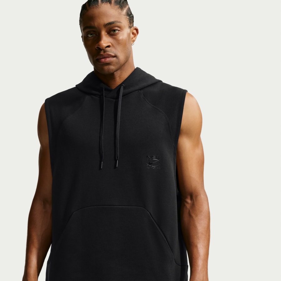 Image number 5 for Nike Dri FIT Sleeveless Training Hoodie Black