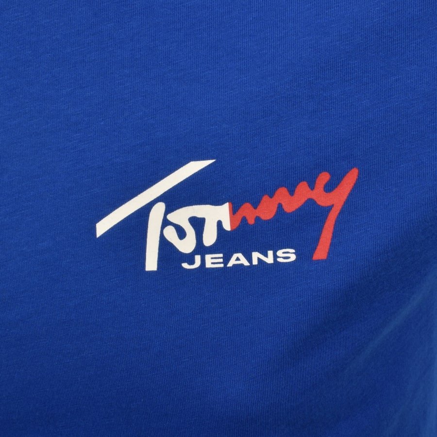 Image number 3 for Tommy Jeans Sign Chest T Shirt Blue