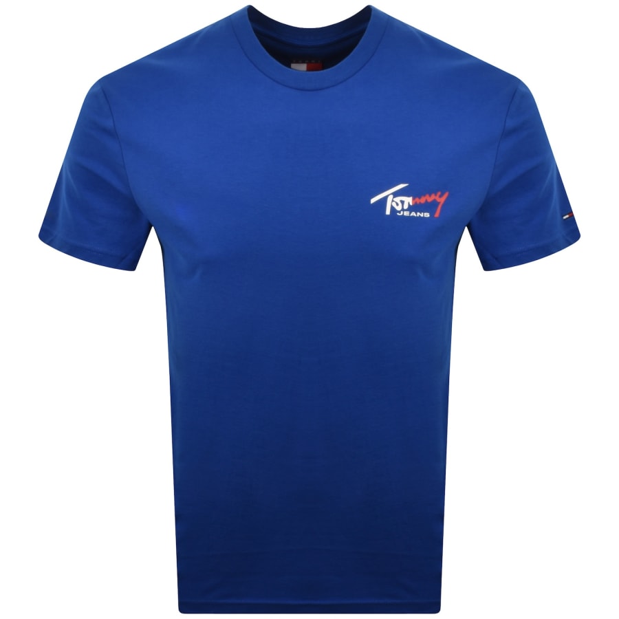 Image number 1 for Tommy Jeans Sign Chest T Shirt Blue