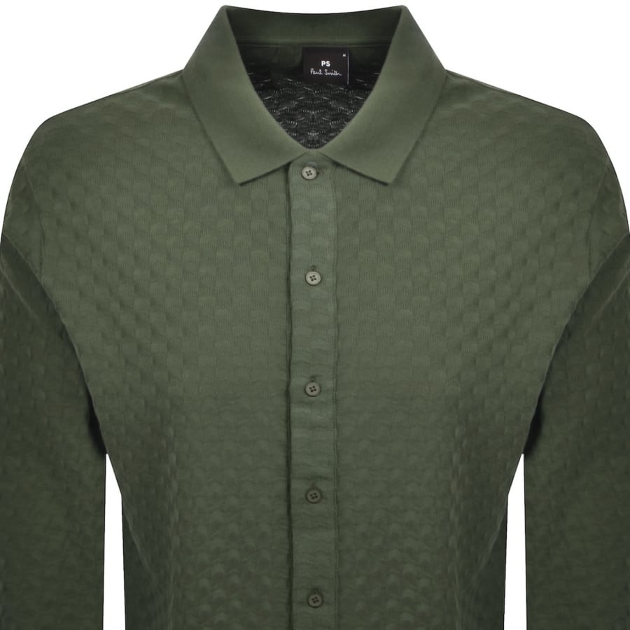 Image number 2 for Paul Smith Button Front Polo Shirt Green