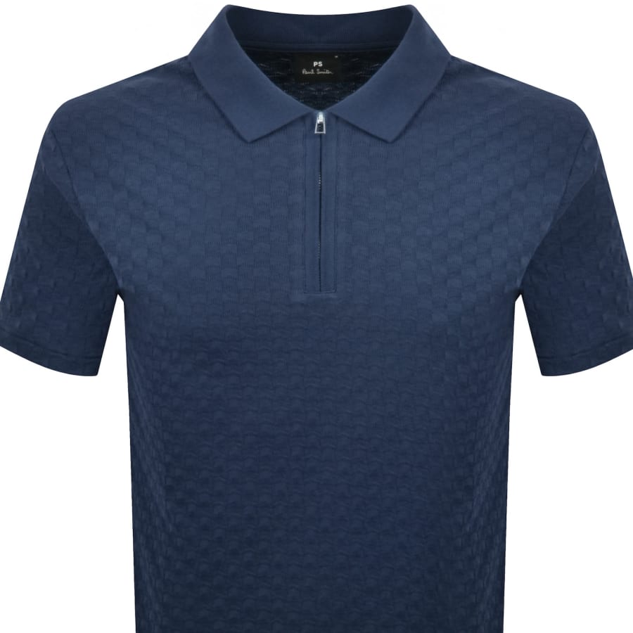 Image number 2 for Paul Smith Zebra Zip Polo T Shirt Blue