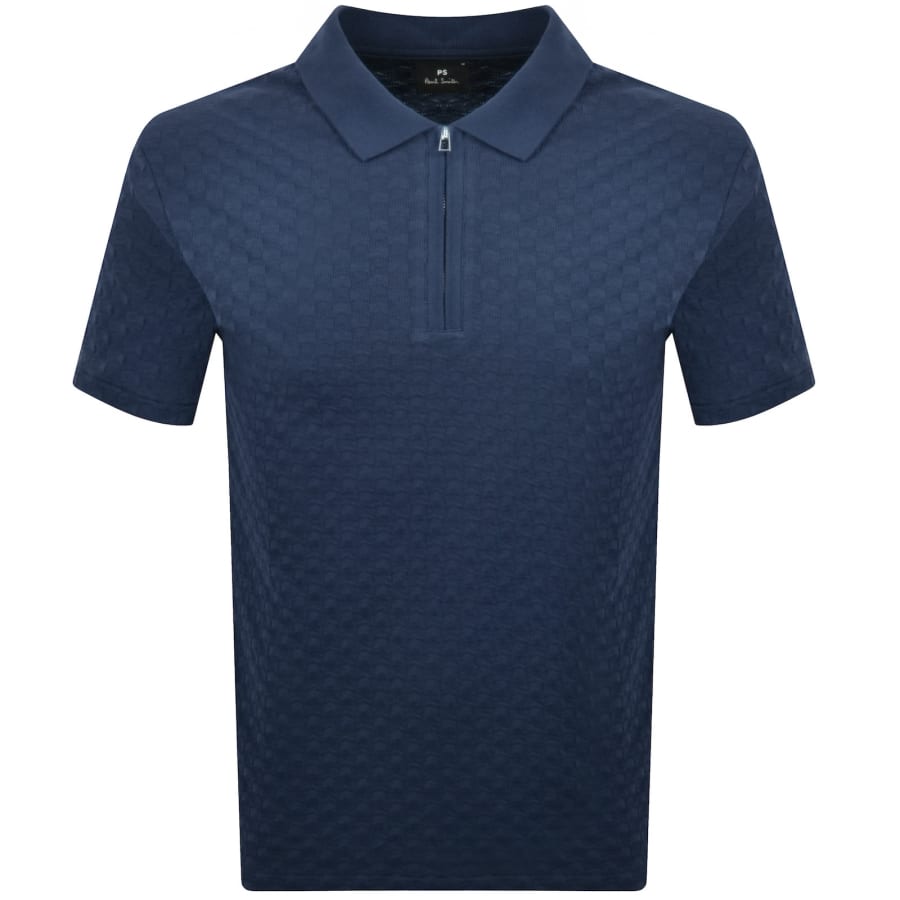 Image number 1 for Paul Smith Zebra Zip Polo T Shirt Blue