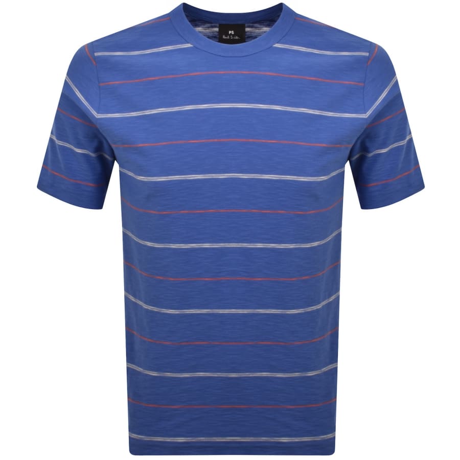 Image number 1 for Paul Smith Striped Regular Fit T Shirt Blue