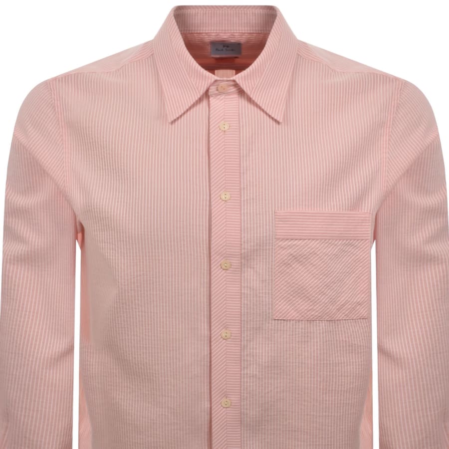 Image number 2 for Paul Smith Long Sleeve Stripe Shirt Pink