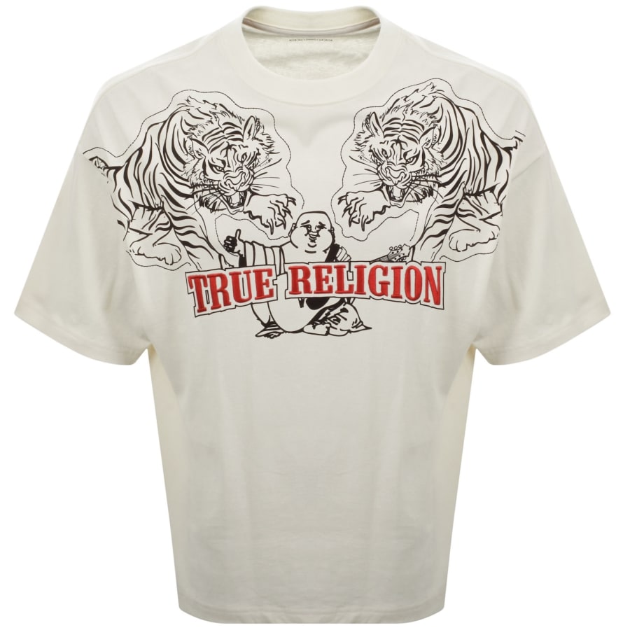 Image number 2 for True Religion Tiger Oversized T Shirt Cream