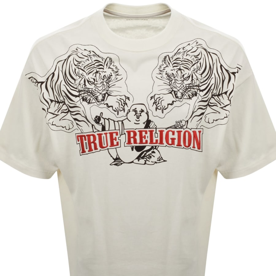 Image number 3 for True Religion Tiger Oversized T Shirt Cream