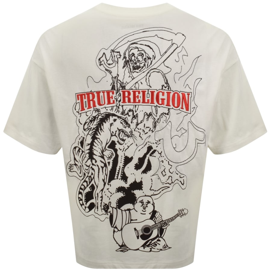 Image number 4 for True Religion Tiger Oversized T Shirt Cream