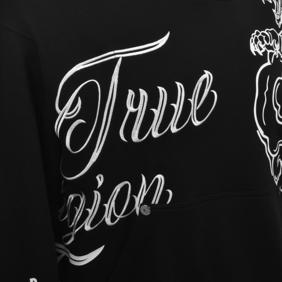 Image number 3 for True Religion Tiger Script Hoodie Black