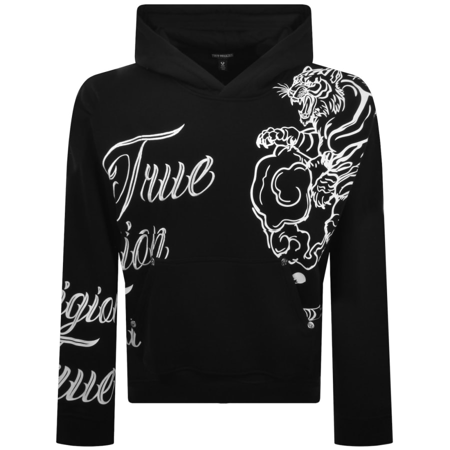 Image number 1 for True Religion Tiger Script Hoodie Black