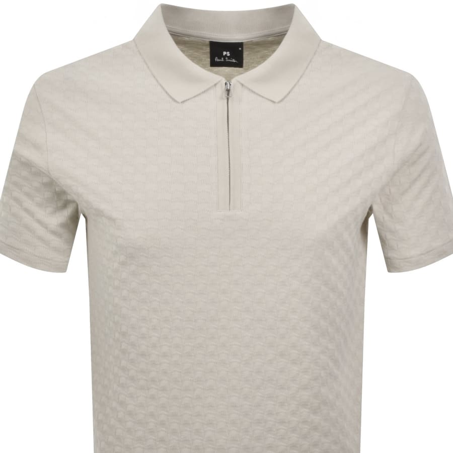 Image number 2 for Paul Smith Zebra Zip Polo T Shirt Cream