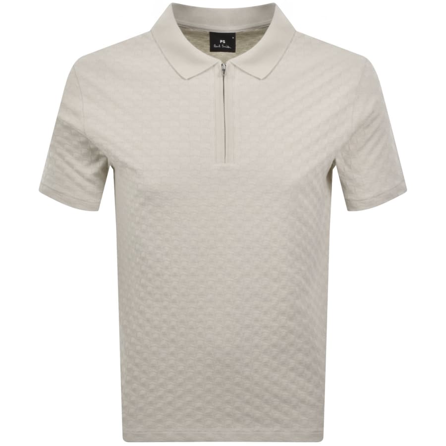 Image number 1 for Paul Smith Zebra Zip Polo T Shirt Cream