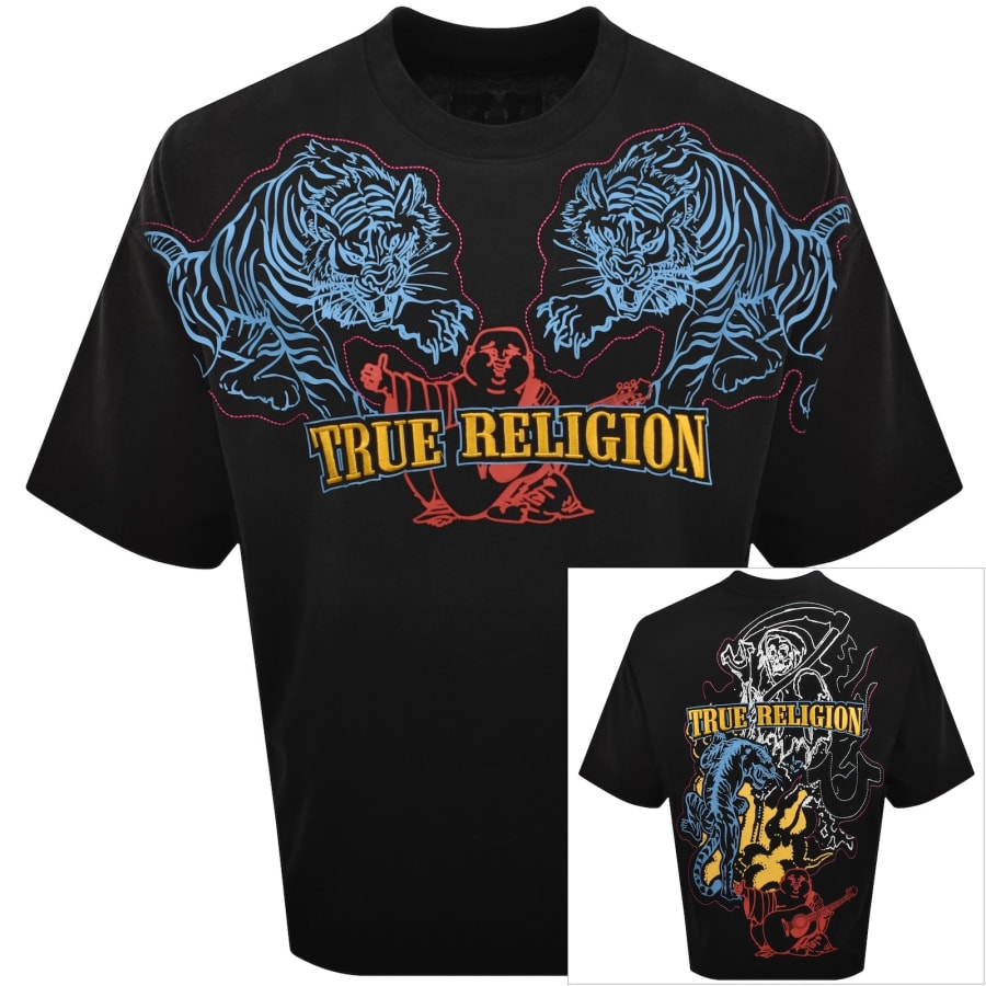 Image number 1 for True Religion Tiger Oversized T Shirt Black