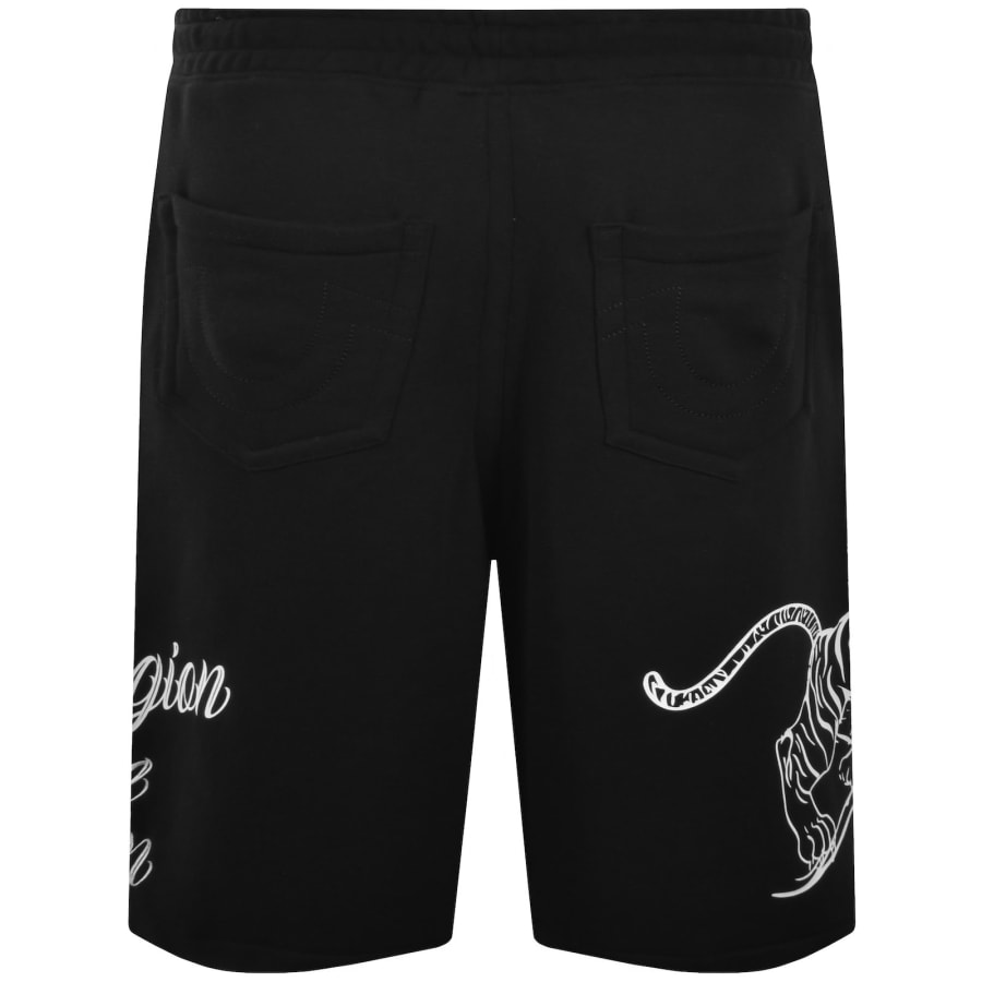Image number 2 for True Religion Tiger Script Fleece Shorts Black