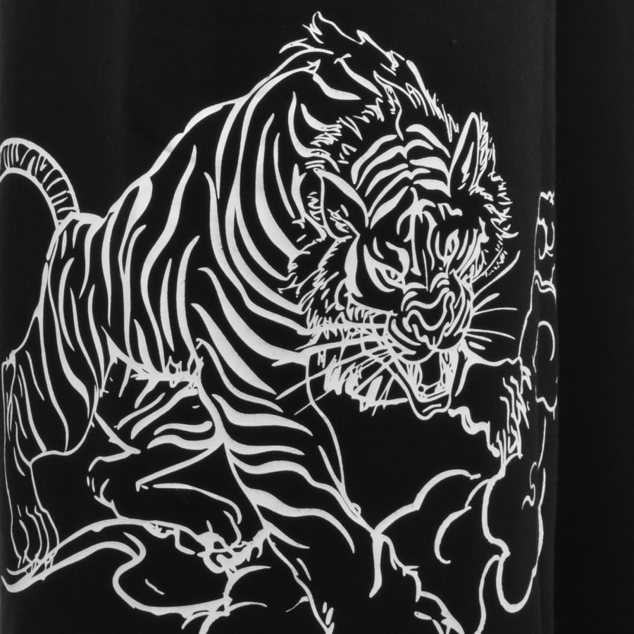 Image number 4 for True Religion Tiger Script Fleece Shorts Black