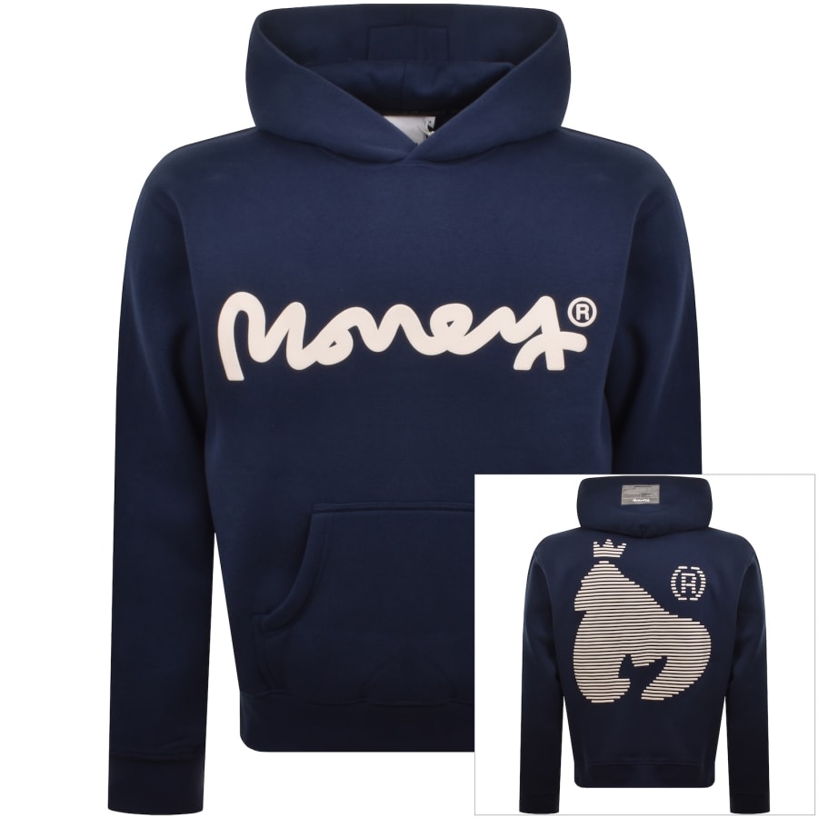 Image number 1 for Money Sig Puff Hoodie Navy