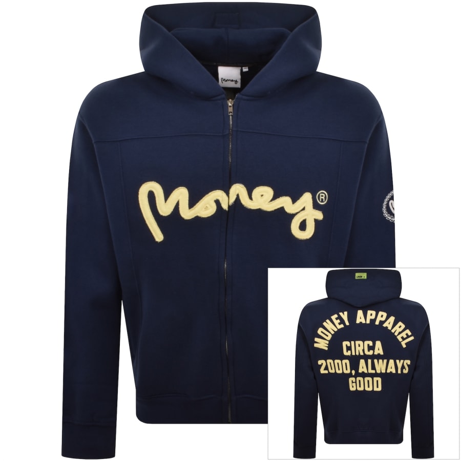 Image number 1 for Money Sig Ape Zip Hoodie Navy