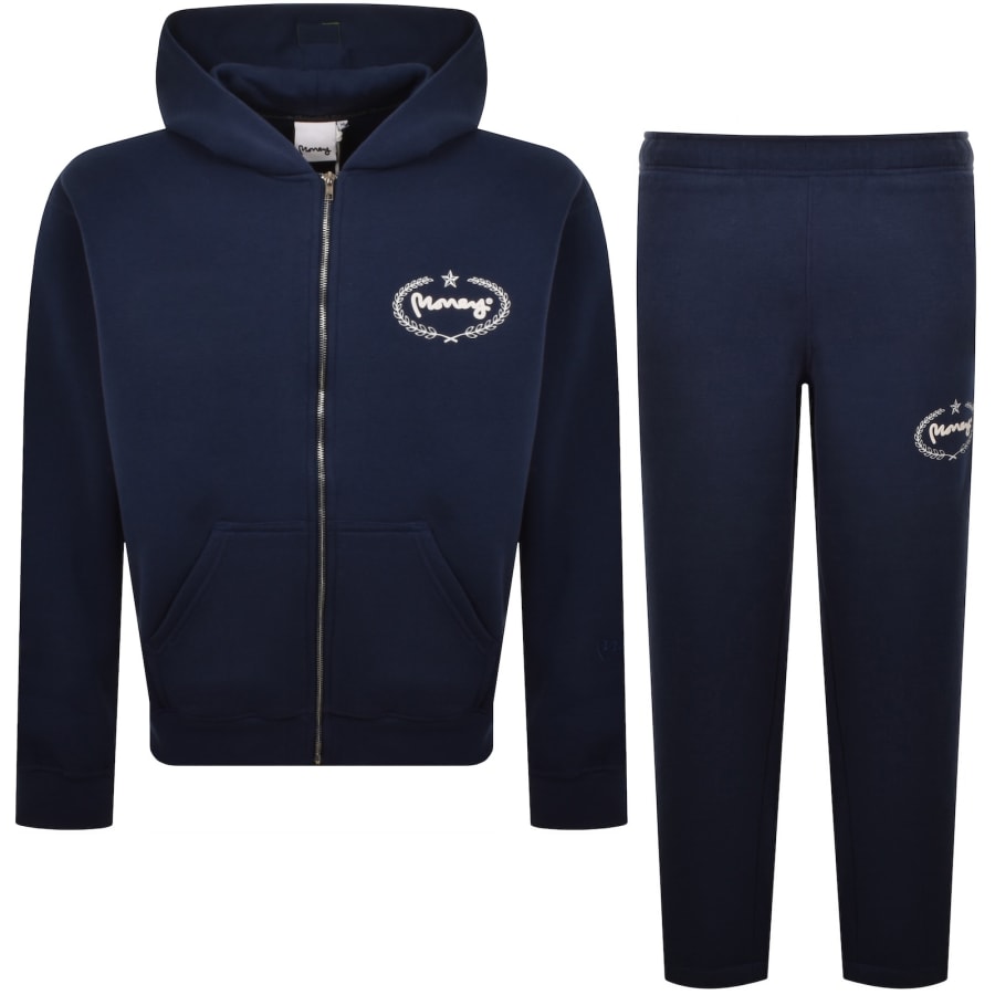 Image number 1 for Money Laurel Sig Ape Zip Hooded Tracksuit Navy
