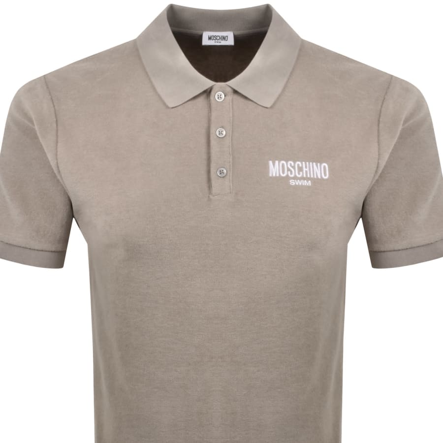 Image number 2 for Moschino Swim Short Sleeved Polo T Shirt Beige
