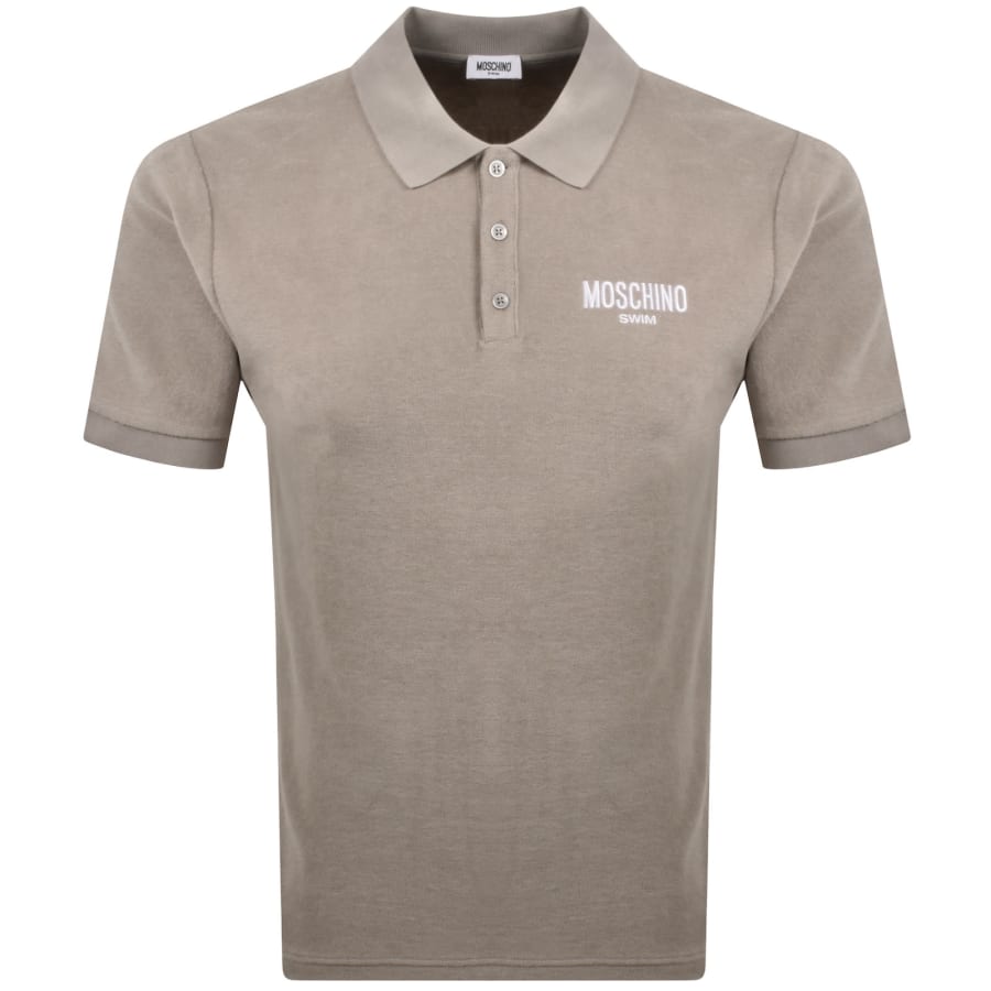 Image number 1 for Moschino Swim Short Sleeved Polo T Shirt Beige