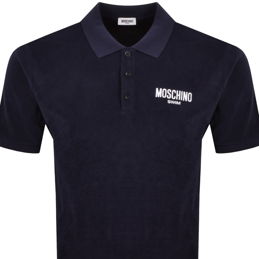 Image number 2 for Moschino Swim Short Sleeved Polo T Shirt Navy