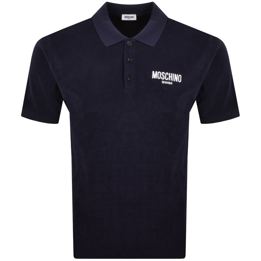 Image number 1 for Moschino Swim Short Sleeved Polo T Shirt Navy