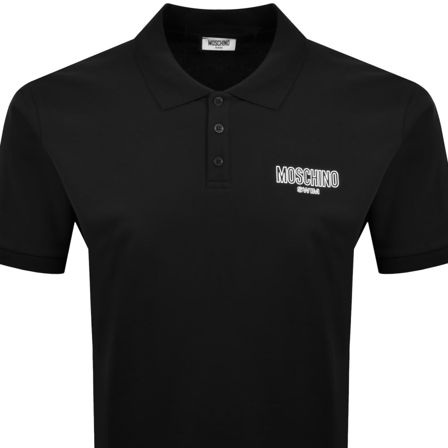 Image number 2 for Moschino Swim Short Sleeved Polo T Shirt Black