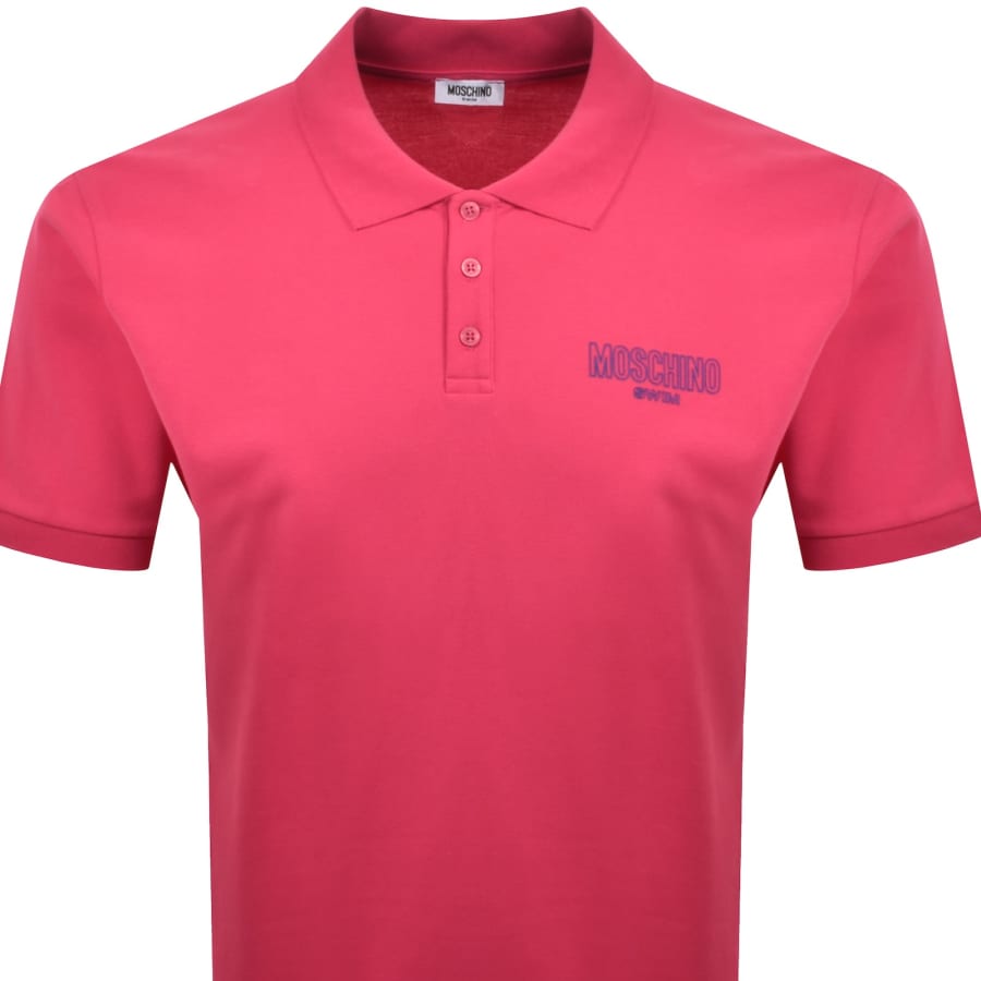 Image number 2 for Moschino Swim Short Sleeved Polo T Shirt Pink