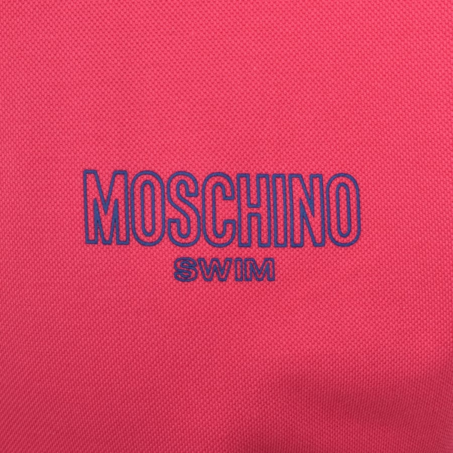 Image number 3 for Moschino Swim Short Sleeved Polo T Shirt Pink