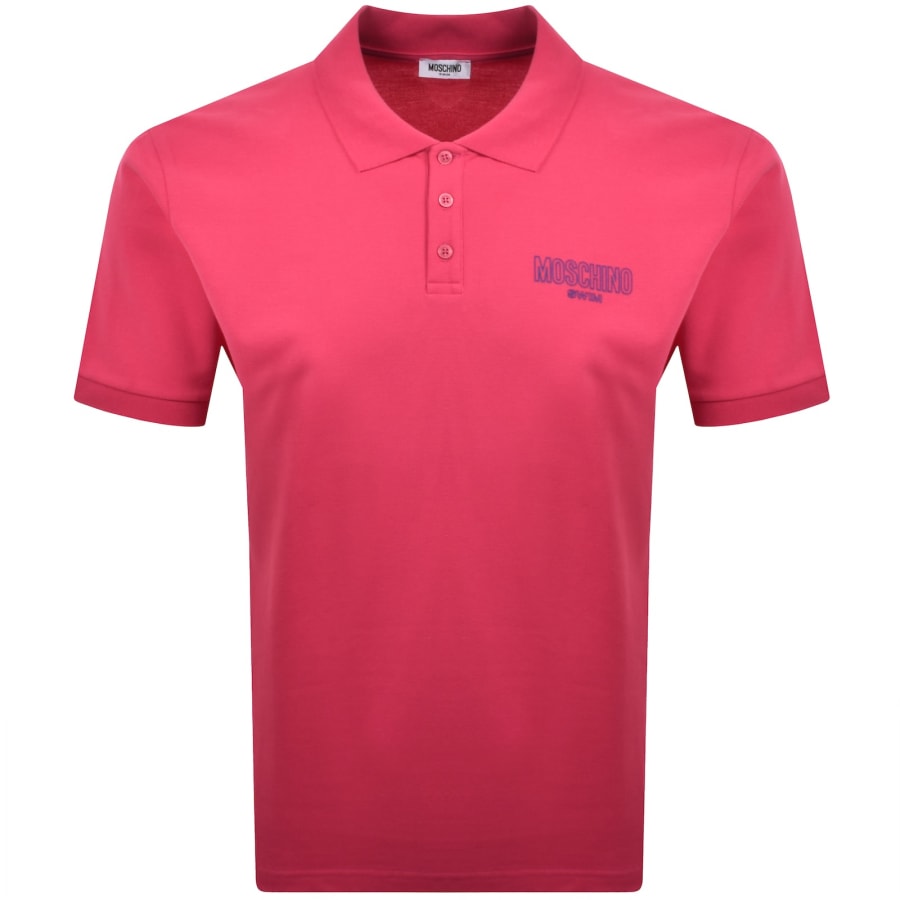 Image number 1 for Moschino Swim Short Sleeved Polo T Shirt Pink