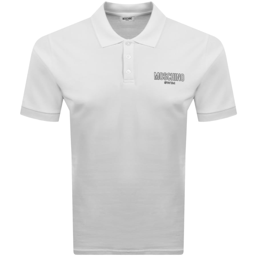 Image number 1 for Moschino Swim Short Sleeved Polo T Shirt White