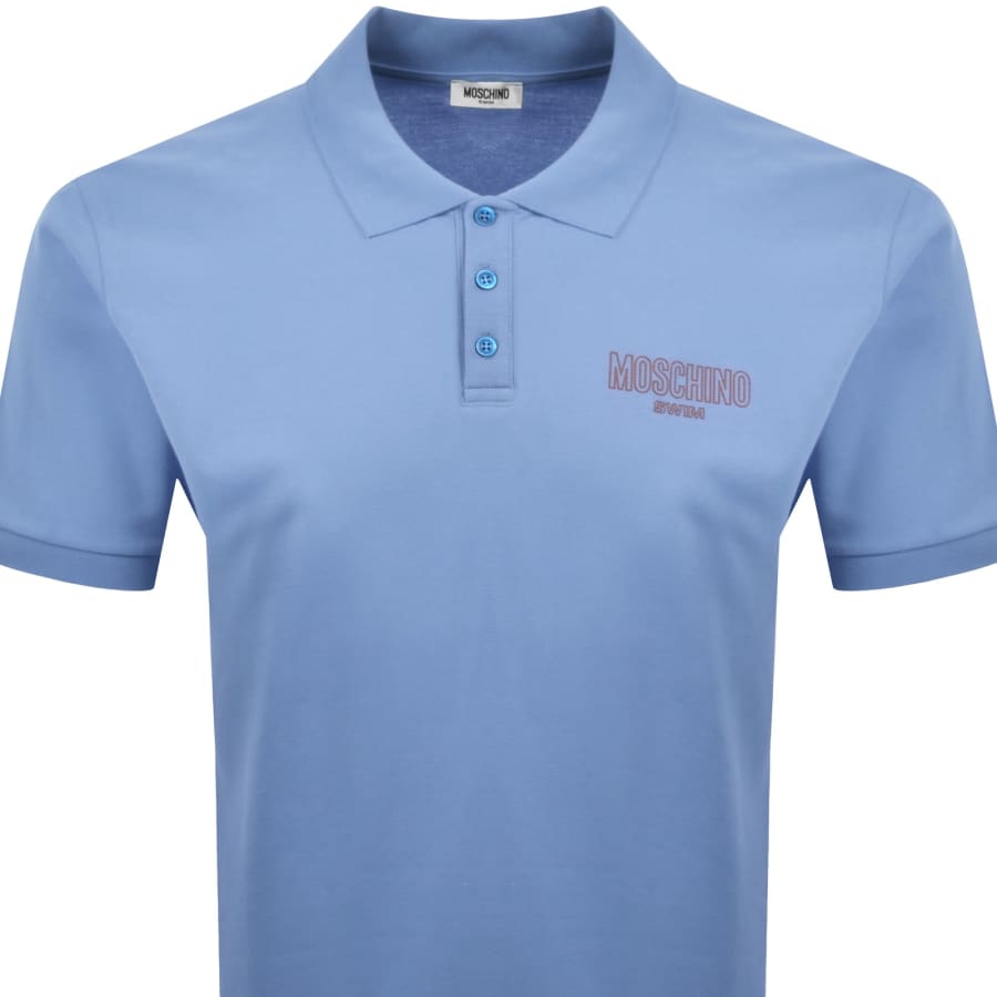 Image number 2 for Moschino Swim Short Sleeved Polo T Shirt Blue