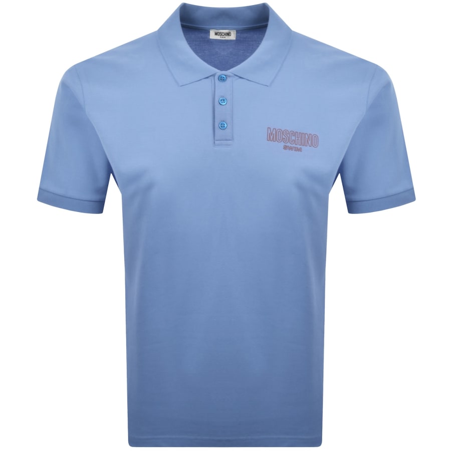 Image number 1 for Moschino Swim Short Sleeved Polo T Shirt Blue