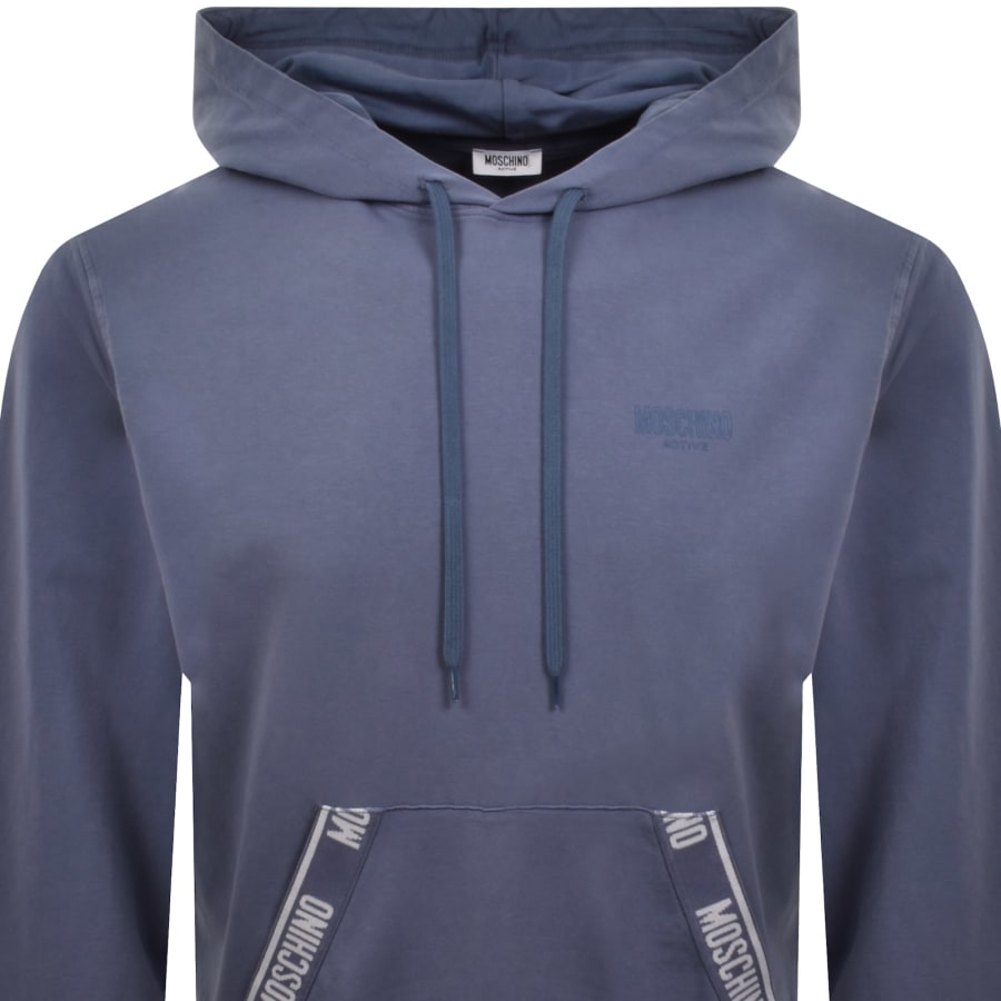 Image number 2 for Moschino Active Logo Tape Hoodie Blue
