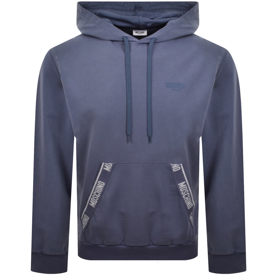 Image number 1 for Moschino Active Logo Tape Hoodie Blue