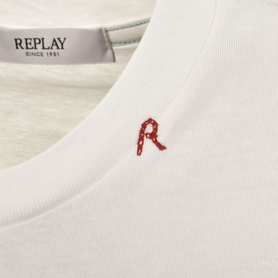 Image number 4 for Replay Graphic T Shirt Natural White