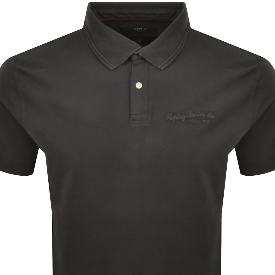 Image number 2 for Replay Short Sleeved Logo Polo T Shirt Grey