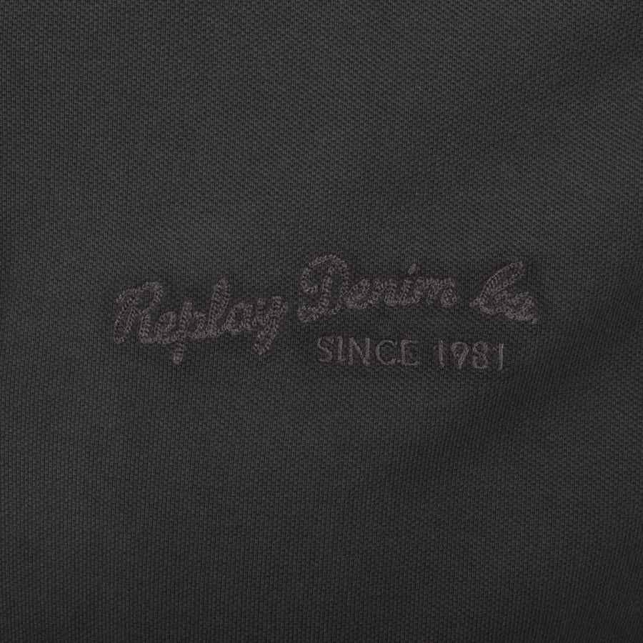Image number 3 for Replay Short Sleeved Logo Polo T Shirt Grey