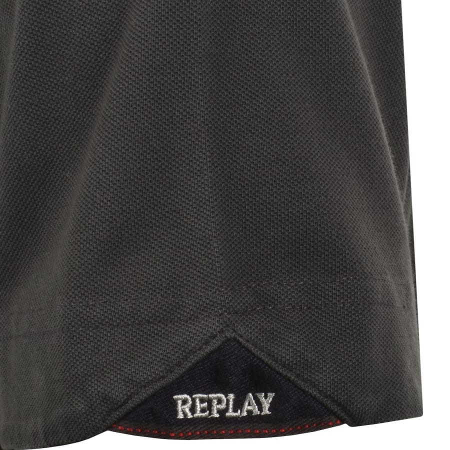 Image number 5 for Replay Short Sleeved Logo Polo T Shirt Grey