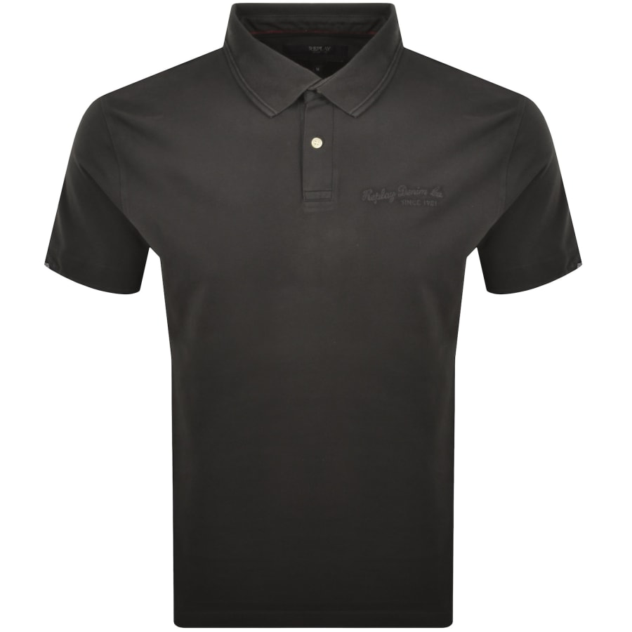 Image number 1 for Replay Short Sleeved Logo Polo T Shirt Grey