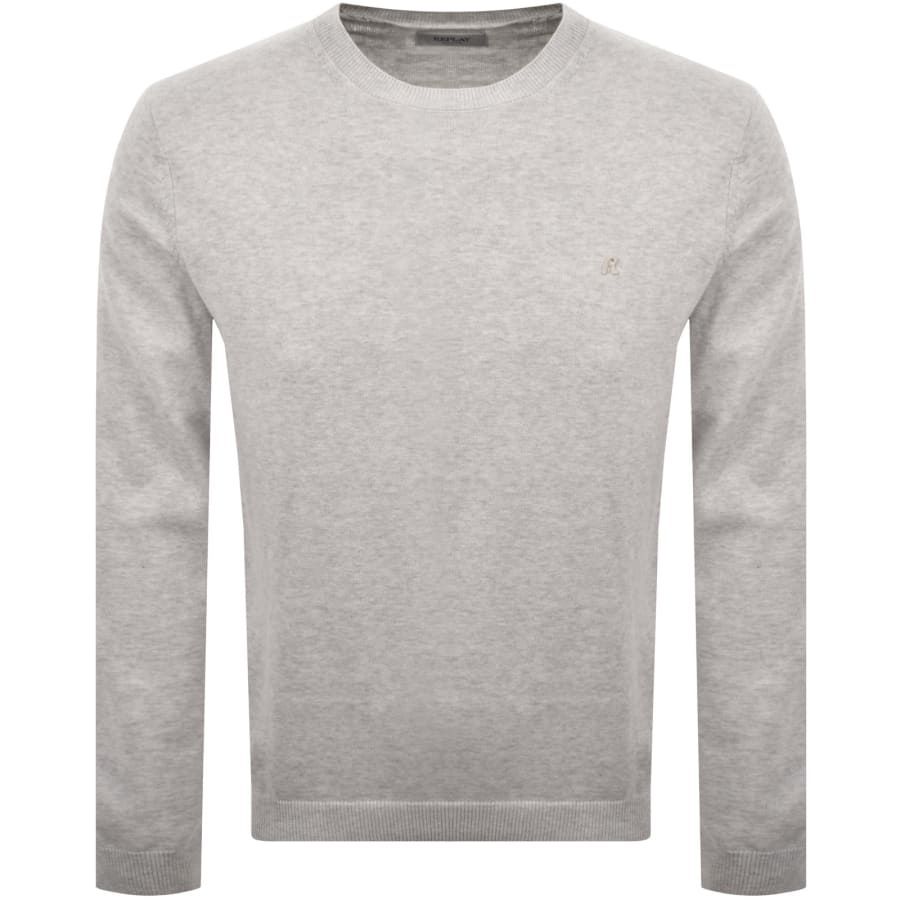 Image number 1 for Replay Crew Neck Knit Jumper Grey