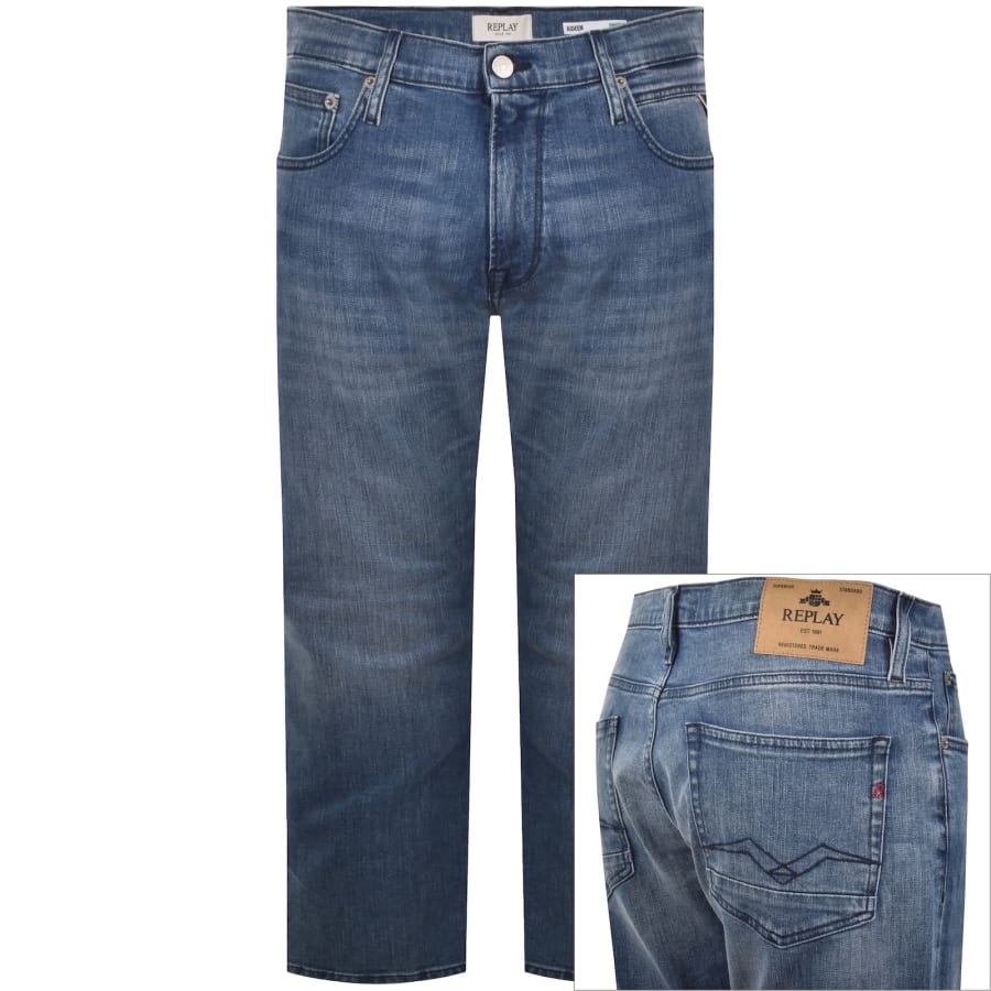 Image number 1 for Replay Aideen Straight Fit Jeans Medium Blue