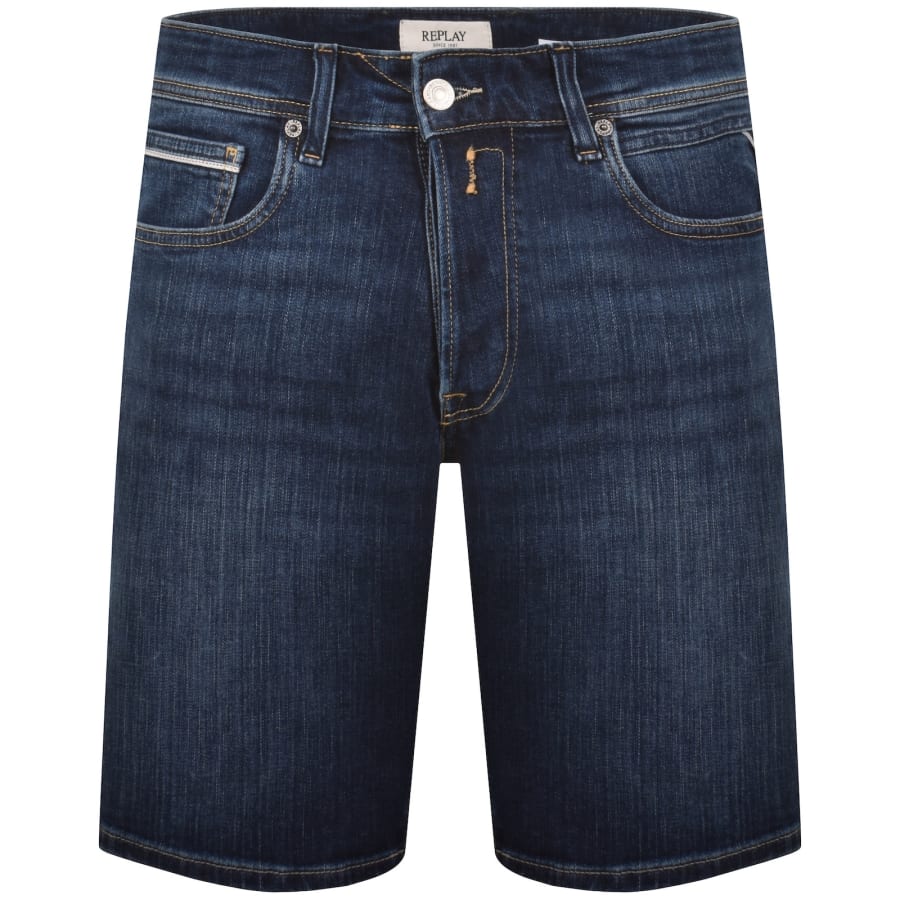 Image number 2 for Replay Grover Straight Fit Denim Shorts Blue