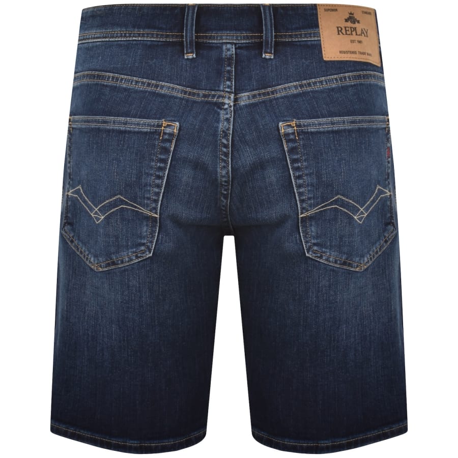 Image number 3 for Replay Grover Straight Fit Denim Shorts Blue