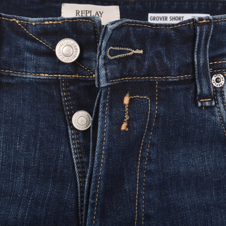 Image number 5 for Replay Grover Straight Fit Denim Shorts Blue
