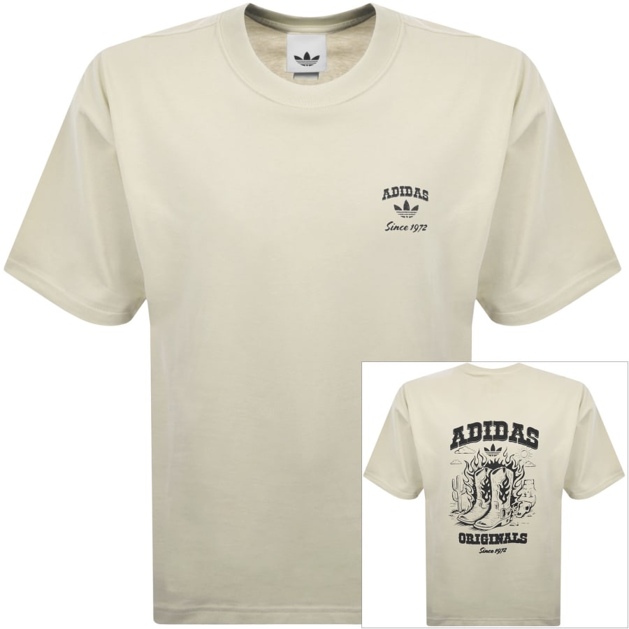 Image number 1 for adidas Originals Boots GFX T Shirt Beige