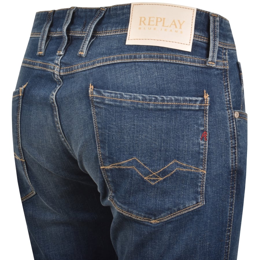 Image number 4 for Replay Anbass Slim Fit Jeans Mid Wash Blue