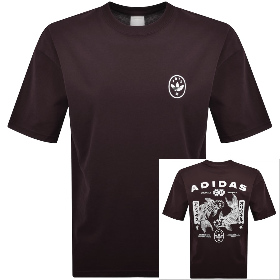 Image number 1 for adidas Originals Koi GFX T Shirt Brown