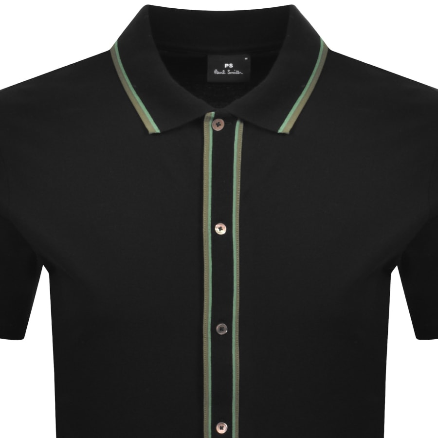 Image number 2 for Paul Smith Button Front Polo Shirt Black