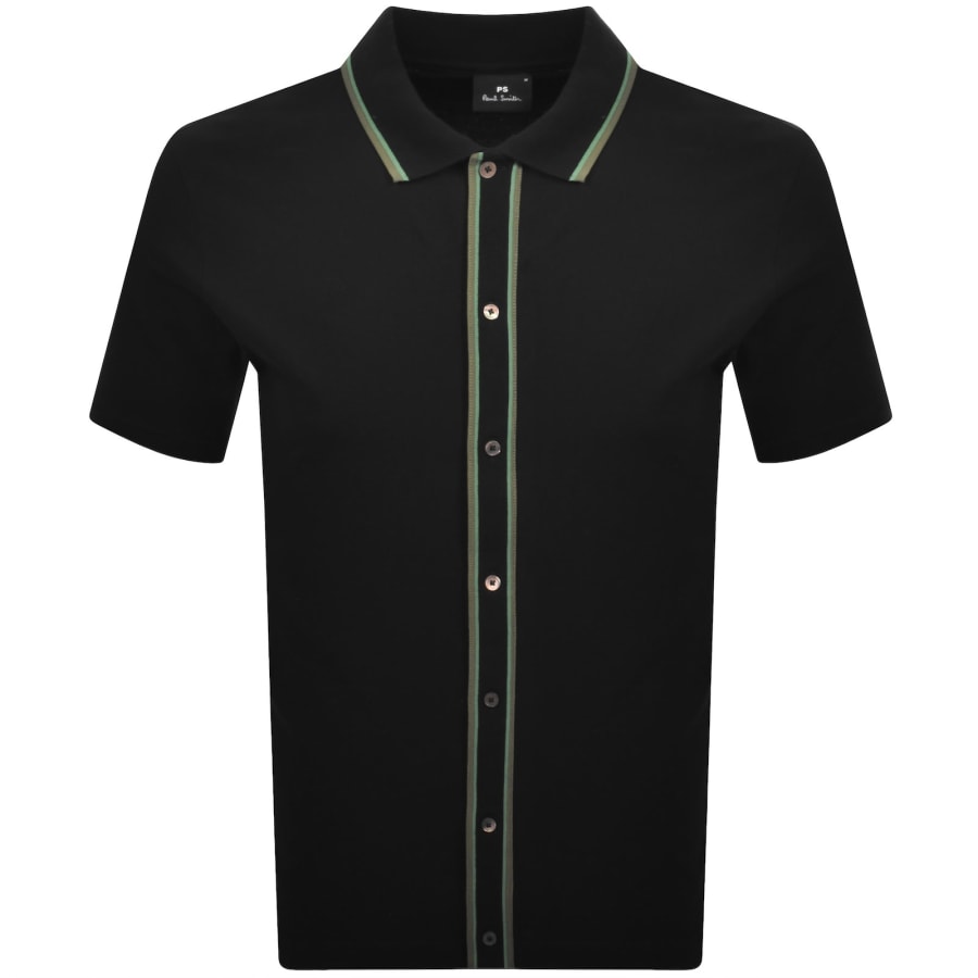 Image number 1 for Paul Smith Button Front Polo Shirt Black