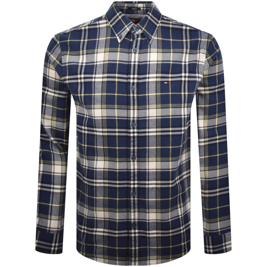 Image number 1 for Tommy Jeans Flannel Check Shirt Navy